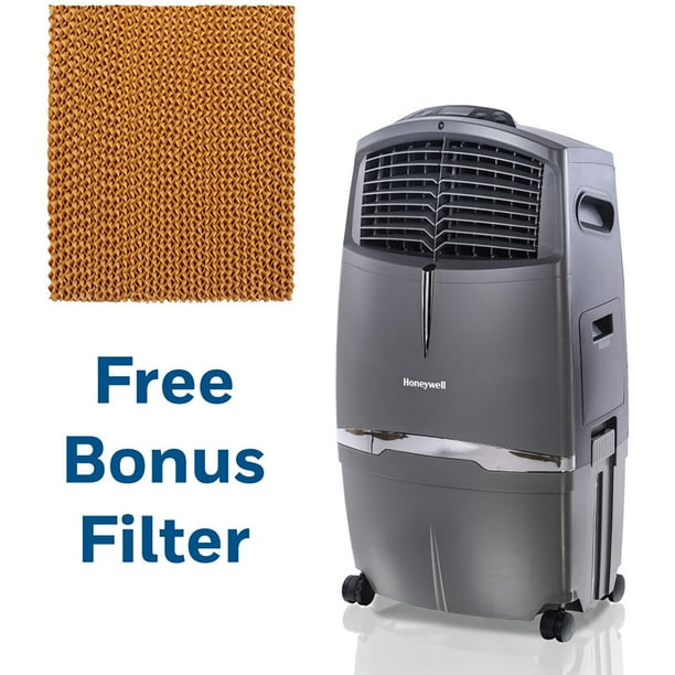 Honeywell 525 CFM Indoor Evaporative Air Cooler (Swamp Cooler) with Remote Control in Gray with