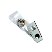 C504P-CL-500 - Metal Clips with Plastic Straps for Name Badge and ID Card Holders - Secure Snap to Close Button - 500/Bg