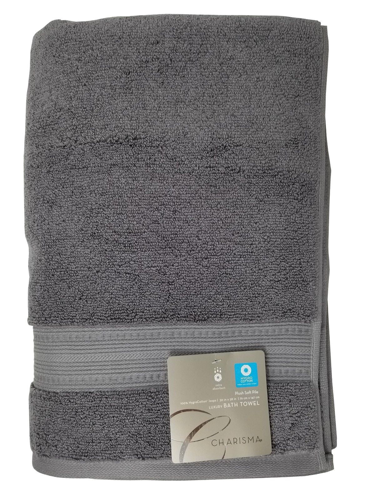 100% Hygro Cotton in Gunmetal Gray 2 Pack Charisma Luxury Bath Towel 