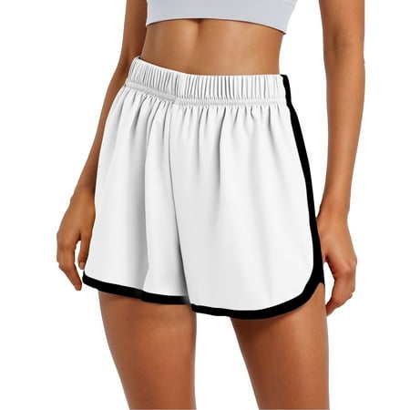 OHGOD Shorts Women Casual - Cotton Womens Shorts - Short Sweatpants for Women - Sweat Shorts for Women - Relaxed Fit Solid Color Casual Sweat Shorts with Elastic Waistband - White - L