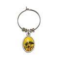 thumbnail image 1 of Bee on Yellow Flower - Pollen Oval Wine Glass Charm, 1 of 1