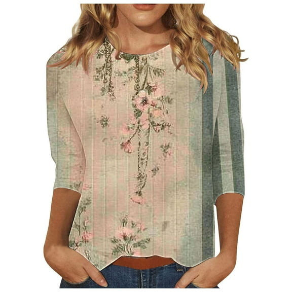 HAPIMO Women' Plus Size Flower Print Tops Summer Tops for Women Round Neck Tees Fashion Clothes Flowy Elegant Blouses Casual Loose Dressy Tunic Pink XXXL