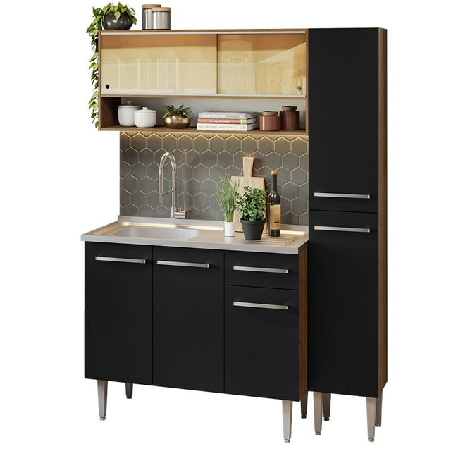 Mueble de Cocina Compacta Madesa 137cm con Tarja Emilly