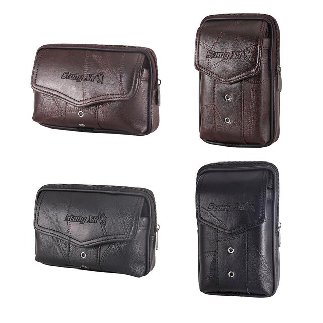 Bolsa Bolso 10 Uds multifunción para hombre Wdftyju PU riñoneras teléfono cartera cinturón vago negro