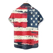 WREESH Men Summer Button Up Shirt American Flag Print Short Sleeve Casual Hawaiian Beach Shirt 4th of July with Pocket