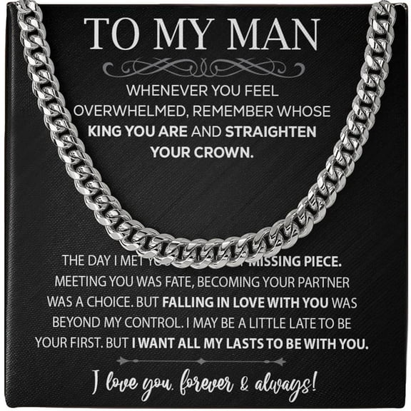 To My Man Necklaces Gift, Man Cuban Chain Necklace, Gifts For Men, Valentines Day Gift, To My Husband Necklace, Christmas Gifts For Men, Unique Gift For Boyfriend, Chain For Boyfriend