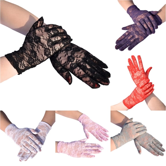 QTSHPN Sun Protect Gloves Elegant Short Black Lace Breathable Riding Sunscreen Fashion Gloves for Outdoor Summer Days Womens Glove Black One Size
