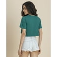 thumbnail image 4 of Moomaya Round Neck Crop T-Shirt, Chic Casual Tee, Loose Fit Summer Top, 4 of 9