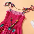 thumbnail image 2 of Girls Bohemian Dresses Floral Sleeveless Rainbow Beach Sundress with Necklaces, 2 of 6