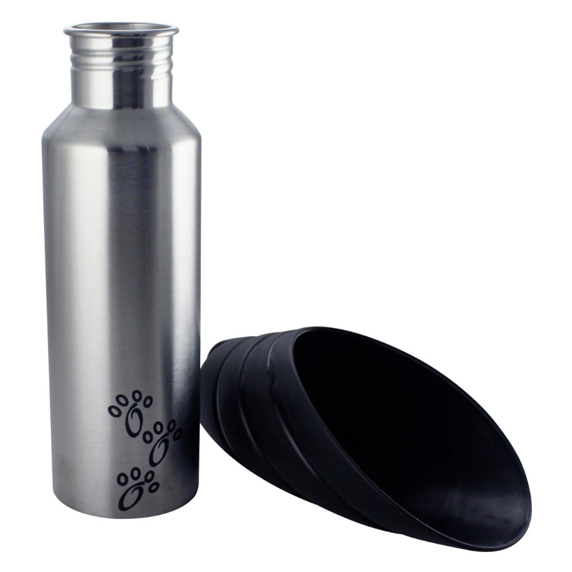 Pefilos 25.36 OZ Stainless Steel Dog Water Bottle, Portable Convenient Dog Water Dispenser, Puppy Trave Bowl Perfect Size for Small Dog Breeds, Silver and Black M Pefilos 25.36 OZ Stainless Steel Dog Water Bottle, Portable Convenient Dog Water Dispenser, Puppy Trave Bowl Perfect Size for Small Dog Breeds, Silver and Black M