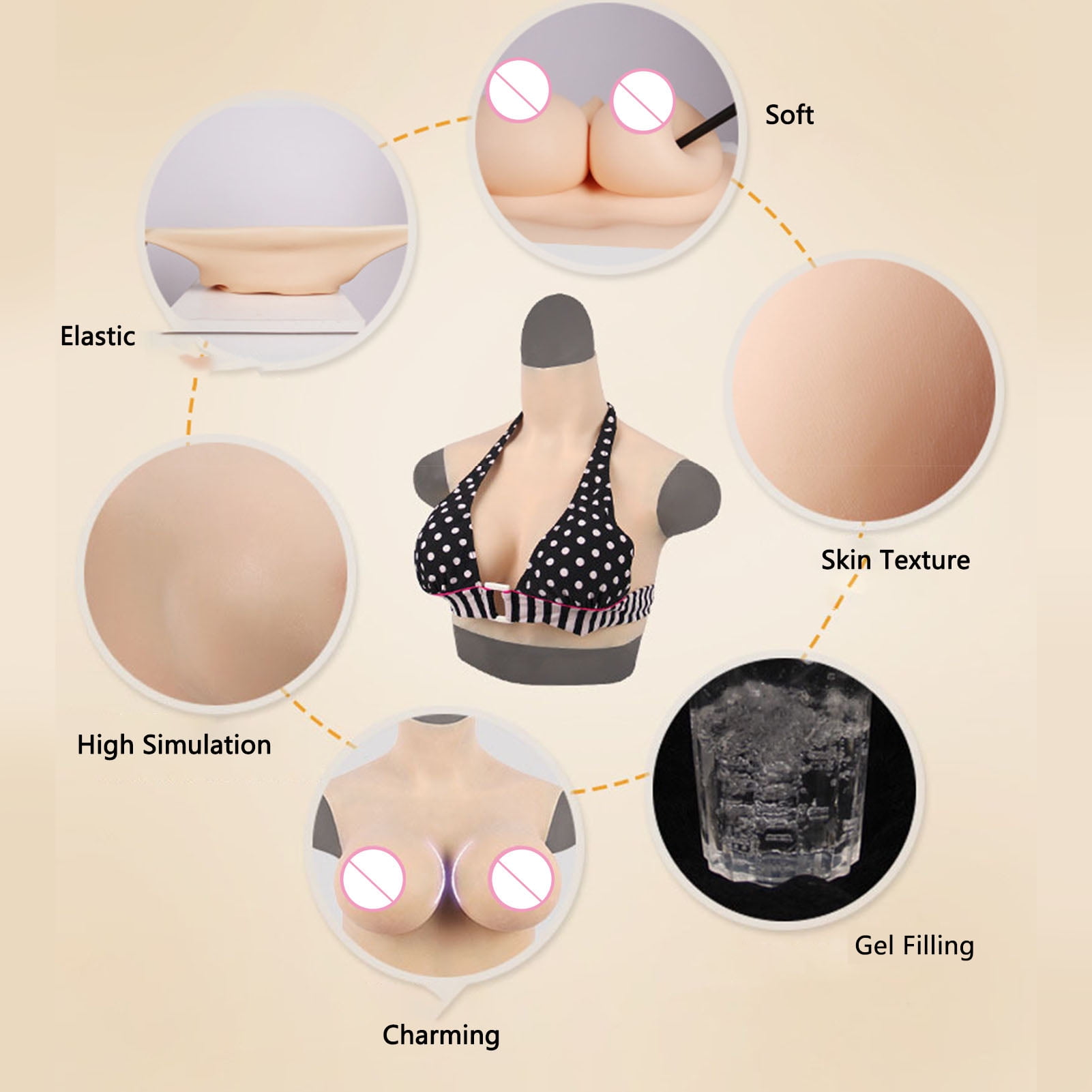 SONEW B to G Cup Feminique Silicone Breast Forms, Women Prosthetic