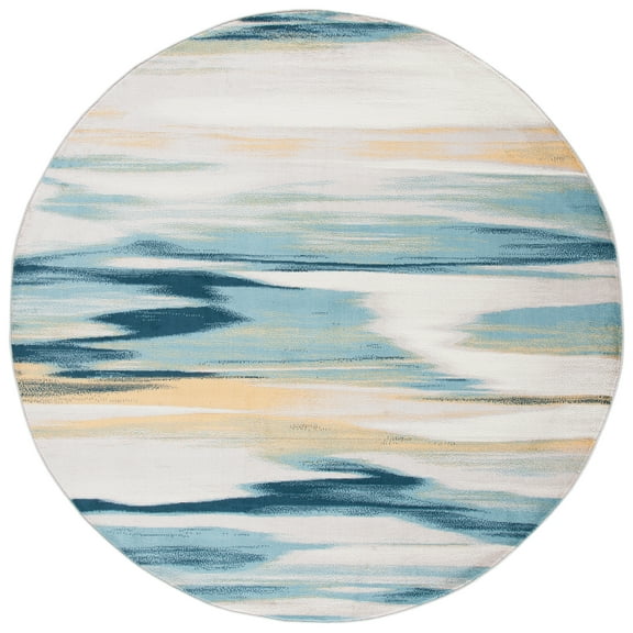SAFAVIEH Skyler Ilija Abstract Area Rug, Beige/Navy, 8' x 8' Round