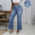 thumbnail image 6 of Cutuoiiu Women Comfortable High Waist Flare Jeans Look Pants with Pockets Everyday Wear Stretch Trousers Gifts, 6 of 9