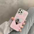 thumbnail image 2 of Cute Pink Speckle Love Heart Shaped Plating Mirror Phone Case Compatible with iPhone Case (Pink,iPhone 13), 2 of 5