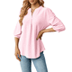 thumbnail image 3 of Blusas Informales de Verano para Mujer, con Cuello en V, Corta, Encaje Calado y Bonitas Blusas de Negocios Rosa XXL, 3 of 7