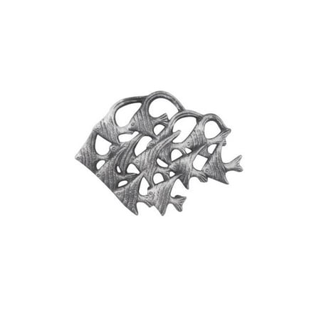 4 x 2 x 6.5 in. Rustic Silver Cast Iron School of Fish Kitchen Trivet