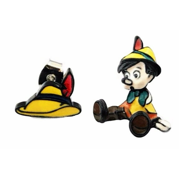 Pinocchio Character Enamel Metal Stud Earrings