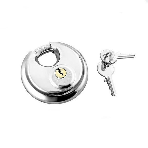 Cadorn Stainless Steel Round Padlock – All Copper Heart Design Warehouse Door Lock & Chain Lock – Silver Heavy-Duty Security Lock with Keys