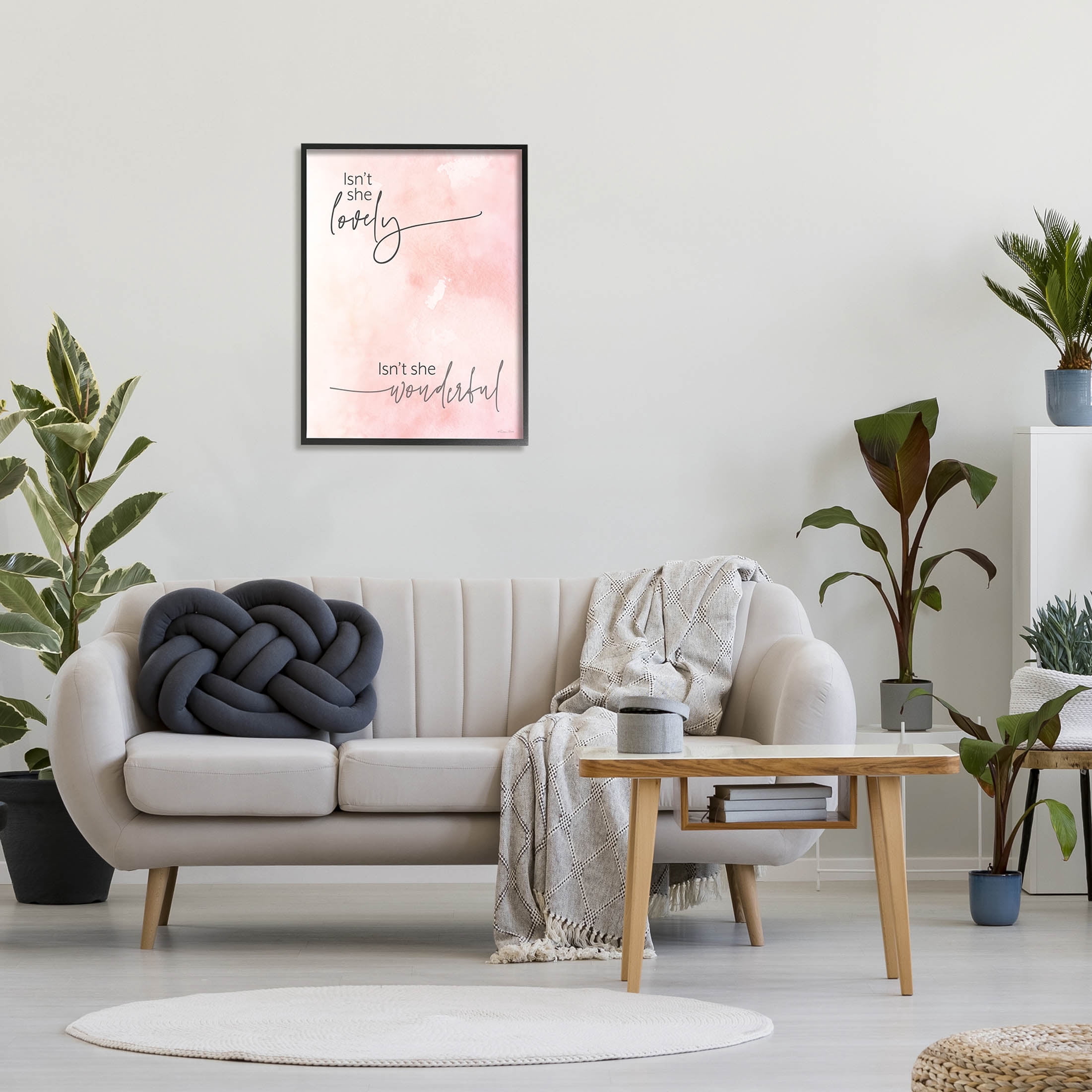 Stupell Industries Pink Lyrics Calligraphy Graphic Art Black Framed Art Print Wall Art, Design by Susan Ball