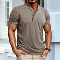 thumbnail image 4 of Camisetas de Corta para Hombre, Camisetas Informales de Algodón Estilo Henley, Camisetas Básicas de Verano Caqui M, 4 of 6
