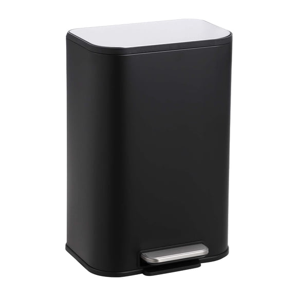 Stainless Steel 8 Gallon Soft-Close Trash Can, Smudge Resistant Garbage Bin with Foot Pedal and Built in Filter with Foot Pedal & Removable Inner Bucket, Space-Saving