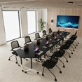 thumbnail image 5 of 4 Pcs Folding Conference Table with Wheels,47.2in Flip-Top Conference Tables,Mobile Training Table for 2-12 Person,Trapezoid Design,for Classrooms & School Office Spaces(Black), 5 of 8