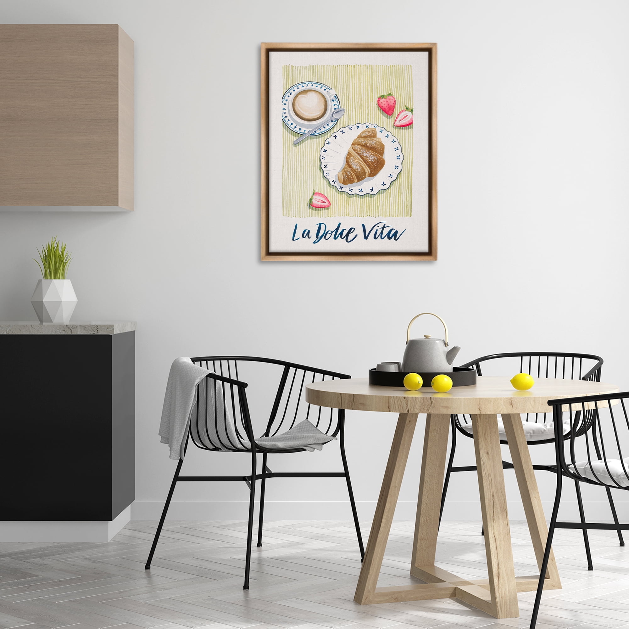 Stupell Industries La Dolce Vita Brunch Food & Beverage Painting Brown Floater Framed Canvas Art Print Wall Art, 25 x 31