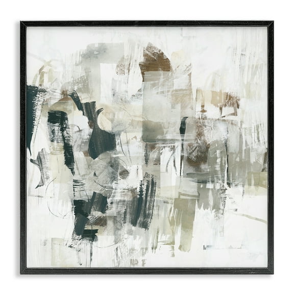 Stupell Industries Streaked Paint Strokes Abstract Painting Black Framed Art Print Wall Art, 12 x 12