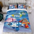thumbnail image 4 of Robocar de Poli Conjunto de sábanas temático, trío de piezas, cómodo y amigable con la piel, diseño único, regalo de decoración para el hogar para familiares, amigos y fans,173cm *218cm, 4 of 6