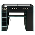 thumbnail image 6 of Mirightone Gaming Loft Bed with Desk ,Wardrobe, Ample Storage Space, and RGB LED Light, Full Size Wood Loft Bed Frame with Storage Shelve for Teens.( Blue), 6 of 7