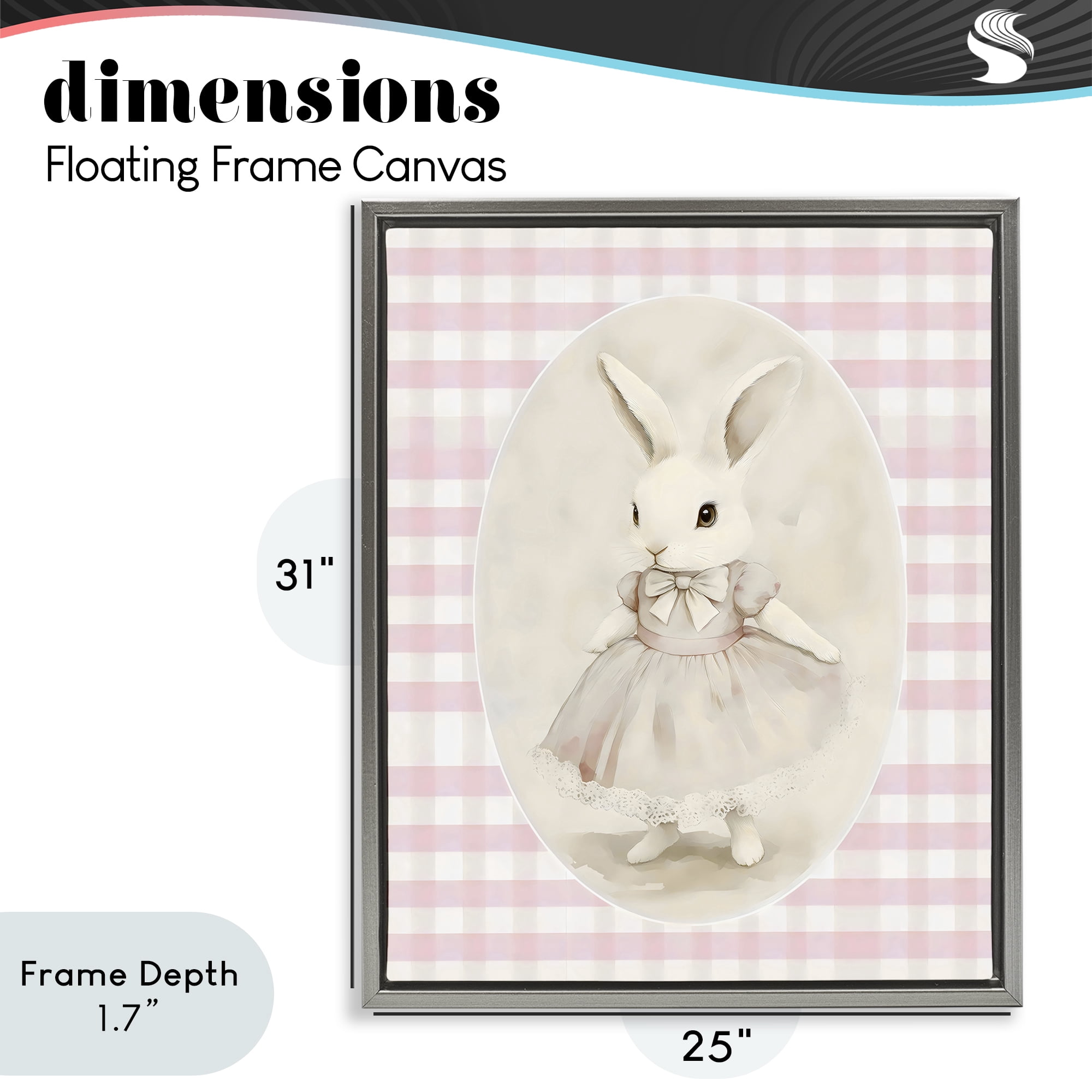 Stupell Industries Sweet Pink Girl Bunny Gray Framed Floater Canvas Wall Art, design by Arlington Prints