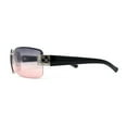 thumbnail image 4 of Old School Rimless Narrow Rectangle 90s Designer Shade Sunglasses Silver Black Pink, 4 of 4