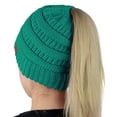 thumbnail image 2 of C.C Bonnet Queue de Cheval Extensible Doux Tricot Torsadé Chignon Haut, Vert Mer, 2 of 2