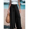 thumbnail image 5 of Women Wide Leg Pants High Waisted Trousers Linen Lounge Beach Cover Ups Flowy Pants Black XXL, 5 of 7