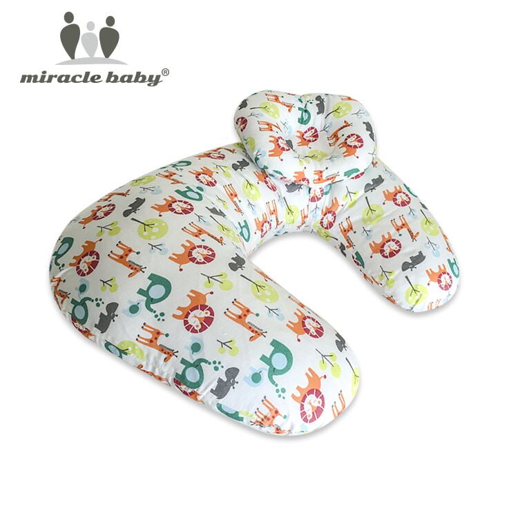 Baby Breastfeeding Nursing Pillow and Positioner,Machine Washable U Shape Nursing and Infant Support Pillow Bonus Head Positioner White Stars 