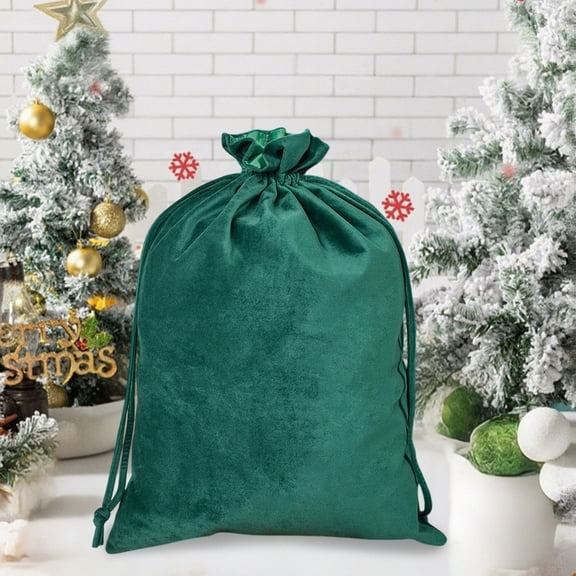 Nkmbld Christmas Ornament Bag Santa Sack Large Canvas Bags with Drawstrings for Xmas Package Storage, Large-Capacity Cotton Bag Party Favors Gift Bags, Green