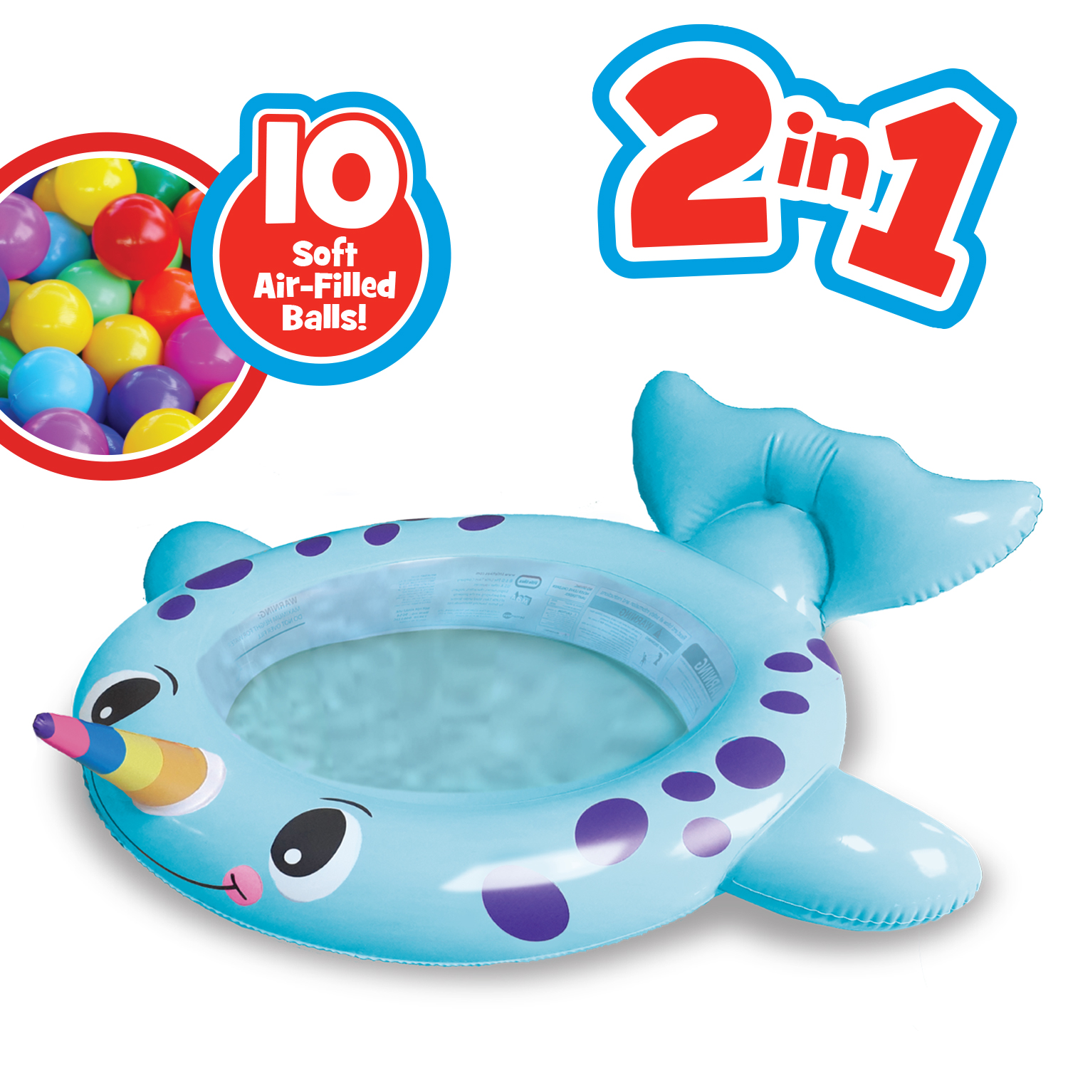 Little Tikes Narwhal 2 in1 Play Center, Ball Pit Round Splash Area, Kids 2-6 Years Old - image 3 of 5