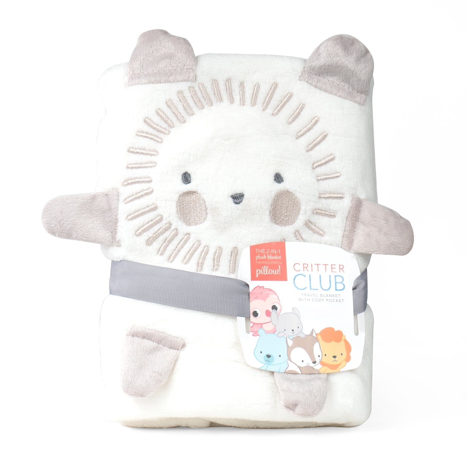 2 in 1 Plush Baby Blanket To Pillow With Cozy Pocket for Home and