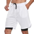 thumbnail image 6 of FEDTOSING Men's 2 in 1 Running Shorts Quick Dry Workout Athletic Shorts with Pocket White,up to 3XL, 6 of 7