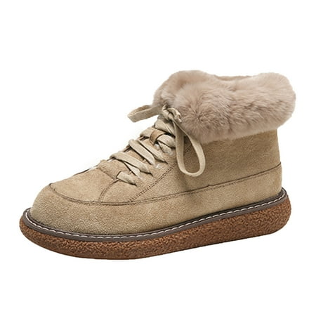

Women s Winter Velvet Thickened Warm Versatile Lace Up Waterproof Non Slip Thick Soled Snow Boots Snow Boots for Women Size 5