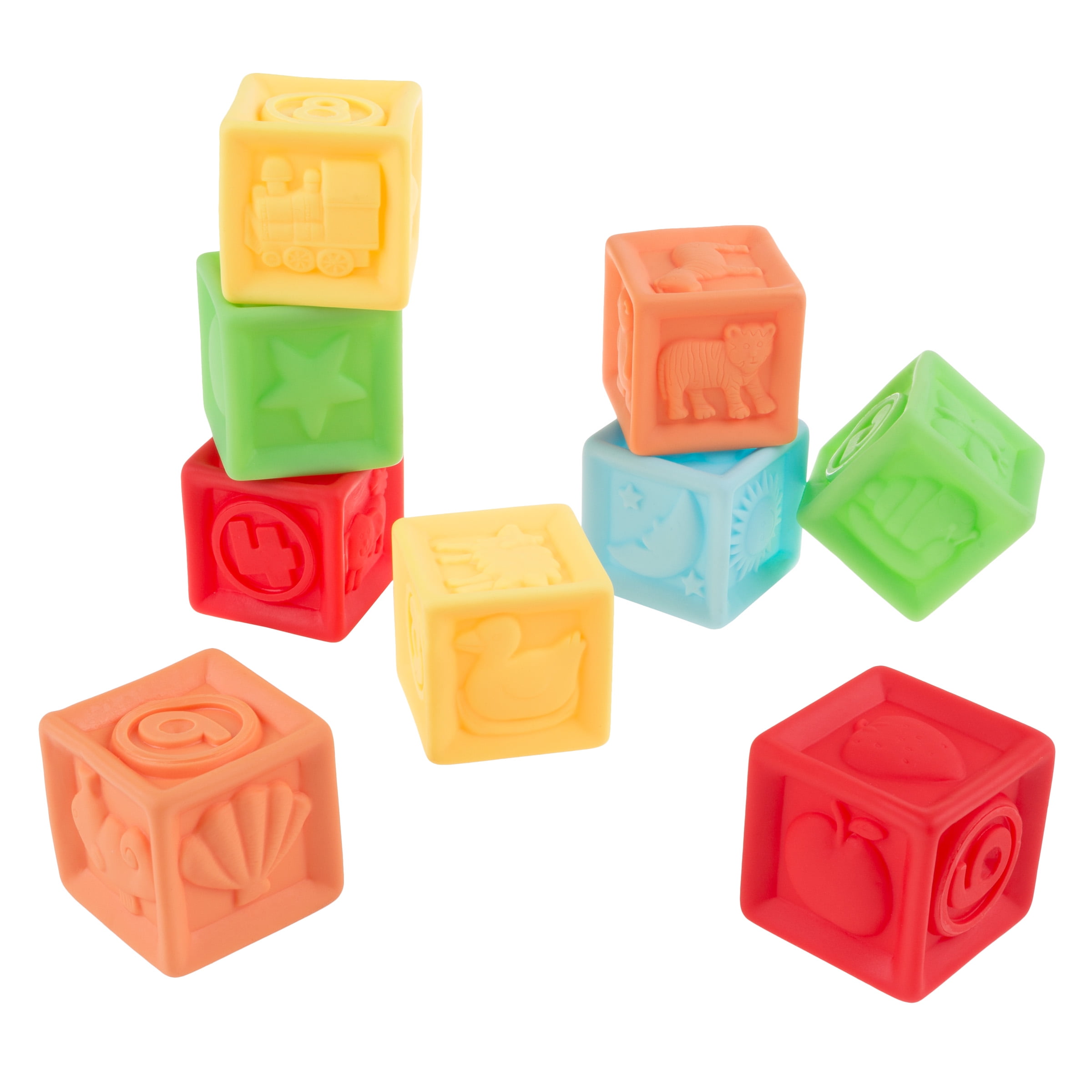 123 Soft Rubber Blocks-BPA-Free Squeezable Numbers Building Block Set - Walmart.com