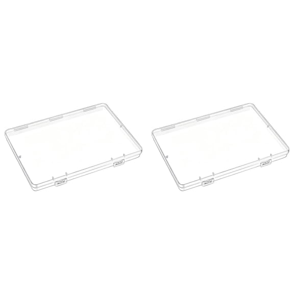 Plastic Storage Box,Flat Case Holder,Transparent Rectangular Plastic Storage Containers Box with Hinged Lid,7.32X5 Inch Flat Case,Rectangular Plastic Box for Craft Item,Jewelry,Small Item,Clear 2PCS