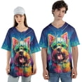 thumbnail image 4 of Hippie Yorkshire Terrier Portrait oil painting Watercolor Tie-dye Vintage All Over Print 3D Baseball Shirt Yorkie Dog Lover Gifts Softball Sport - 00015, 4 of 6