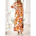 thumbnail image 3 of PRETTYGARDEN Women's Fall Boho Maxi Dress Floral Long Sleeve V Neck Flowy Belted Elegant Holiday Party Dresses, 3 of 10