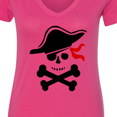 thumbnail image 4 of Inktastic Pirate Skull and Cross Bones Women's V-Neck T-Shirt, 4 of 5