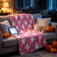 thumbnail image 3 of OCCOA Ghost Blanket Pinky Halloween Throw Blanket 39x29in Cute Ghost Pattern Soft Cozy for Bedroom Sofa Couch Bed Fall Festival Home Decoration Gift, C, 3 of 6