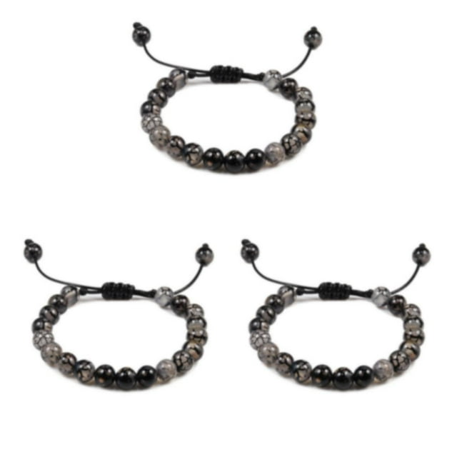 Decodeary Stackable Collection Bracelet For Men And Women Natural Gemstones Beads Minimalist Bracelet For Women Beads Bracelet Black dragon pattern 3Set
