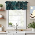 thumbnail image 2 of Geometric Pattern Valance Curtain Dark Green Triangle Collage Art Window Valances Rod Pocket Short Curtains Window Treatments for Kitchen Bedroom Bathroom Laundry 42" x 12", 2 of 9