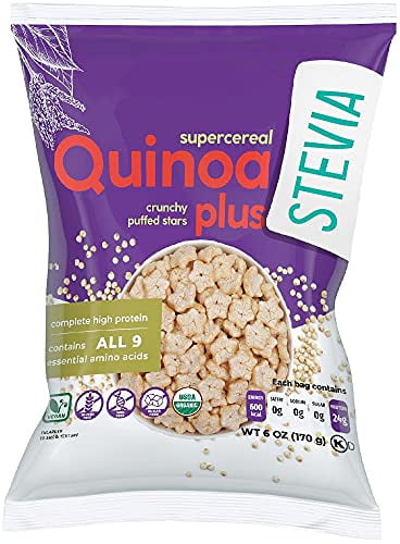 Awsum Snacks Organic Quinoa SUPERCEREAL Puffs with Stevia, 6 oz bag Vegan, Kosher, Gluten-Free - Non-Allergy, Diabetic Crunchy Healthy Ingredients Snack