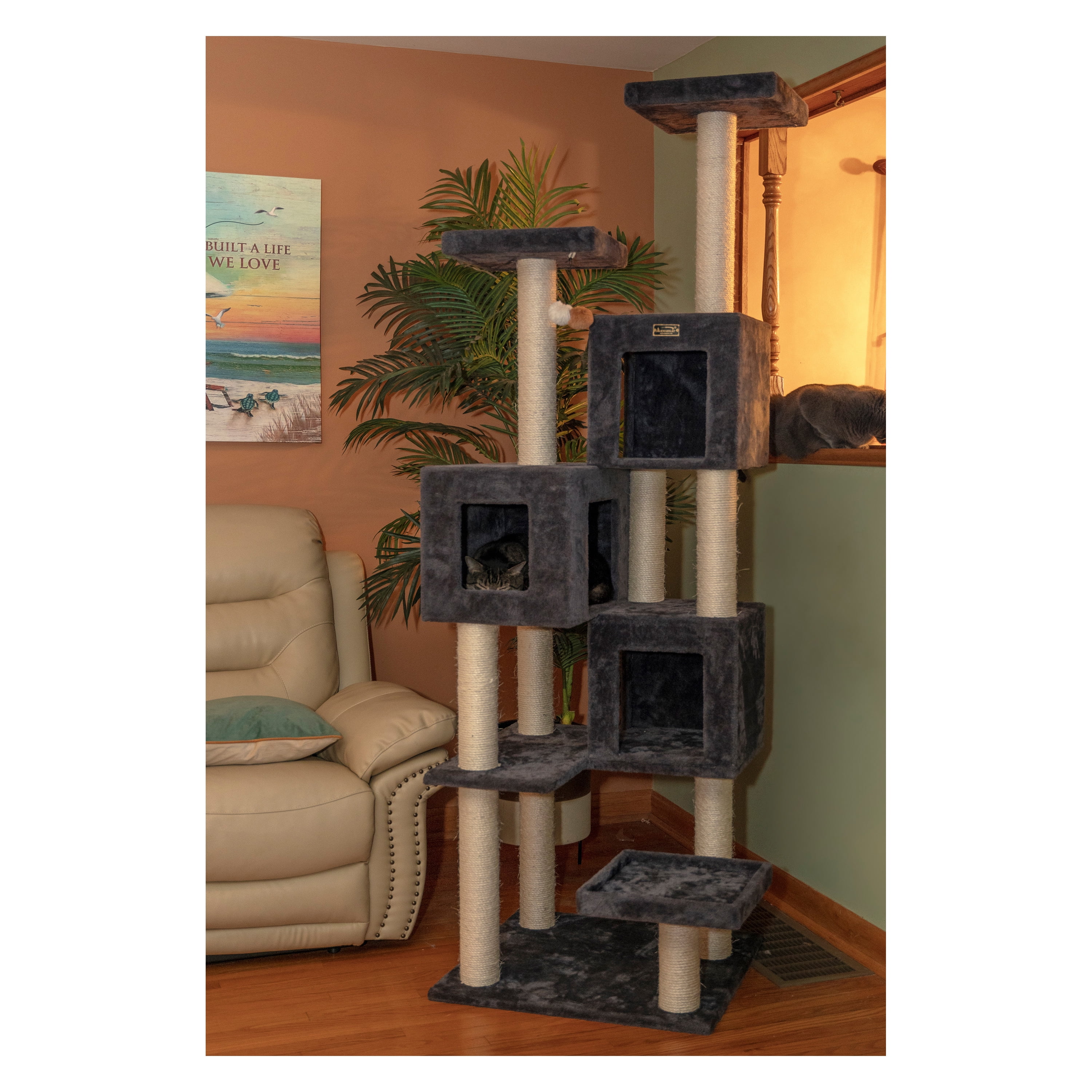 Armarkat 80 inch Cat Tree, Large Cat Tower, Plush Cat Condo for Indoor